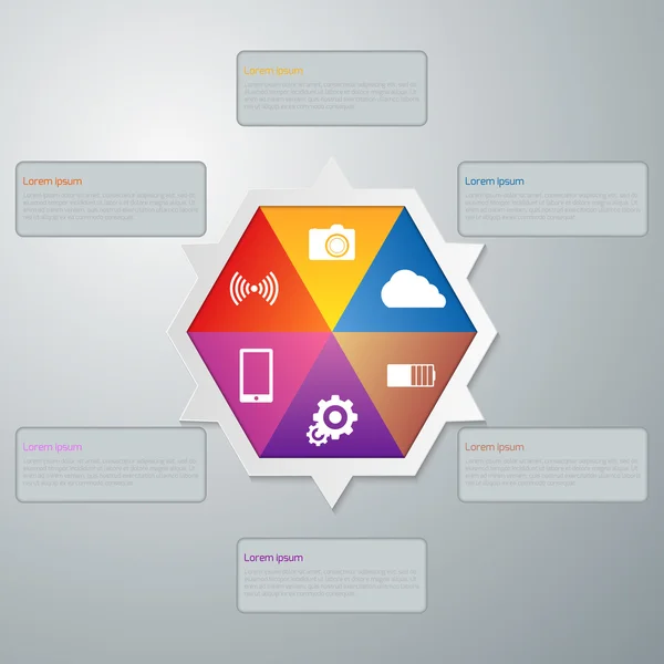 Illustrazione vettoriale infografica con esagono — Vettoriale Stock