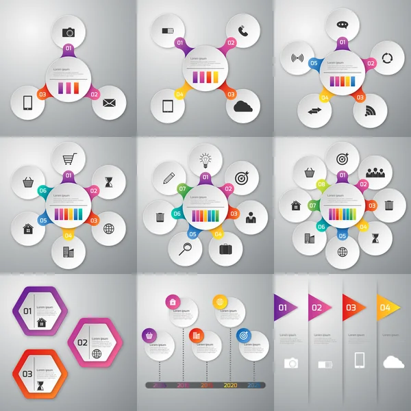 En uppsättning illustrationer av infographics — Stock vektor