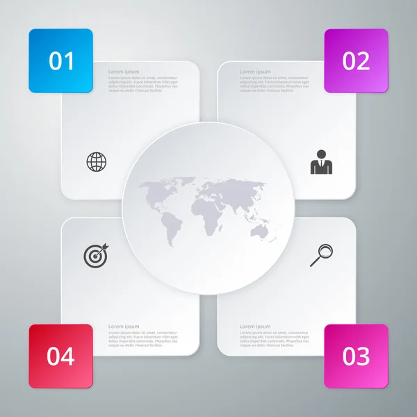 Vector illustration of four square infographics — Stock Vector