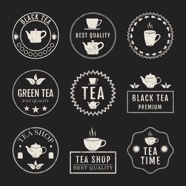 Vectorillustratie set van logo's op het thema van de thee — Stockvector