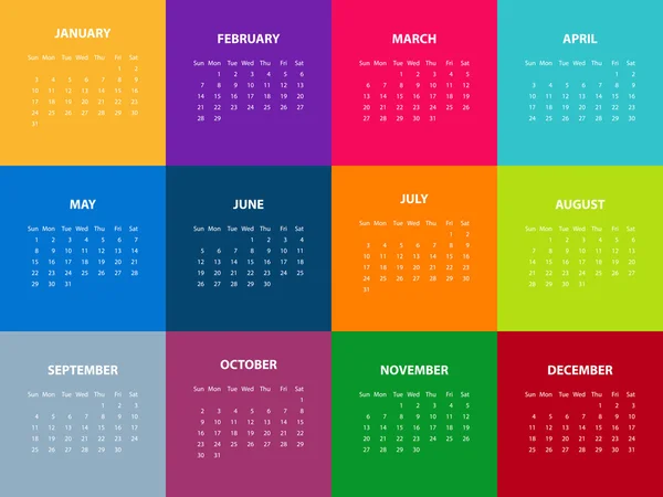 Calendar for the year 2016. Vector illustration — Stock Vector