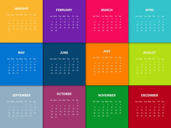 Calendario para el año 2016. Ilustración vectorial — Archivo Imágenes Vectoriales