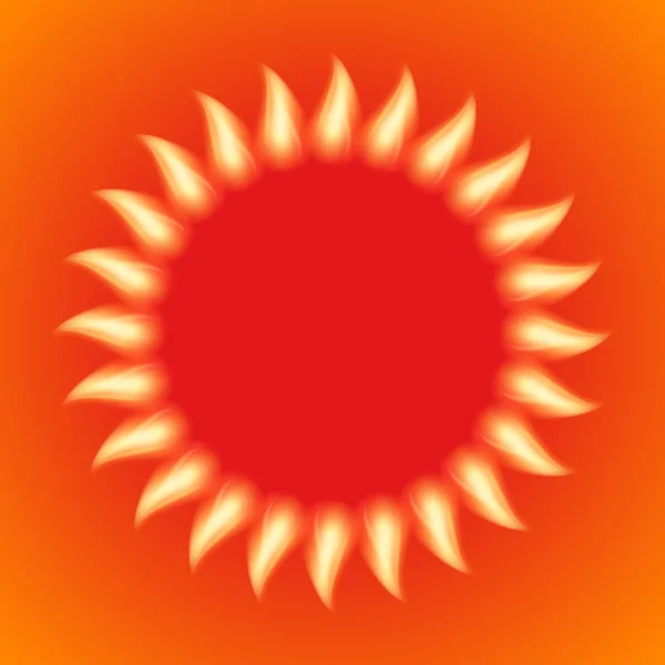 Vector illustration of a fiery sun — Stock Vector