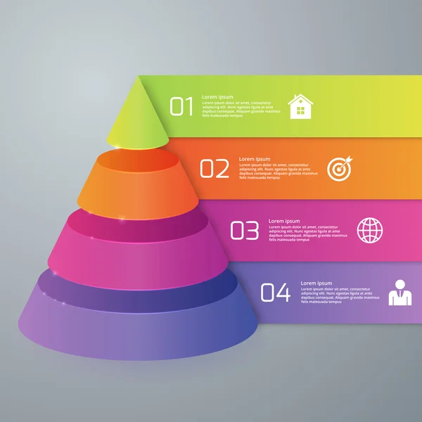 Vektor Illustration Infografik vier Optionen Pyramide — Stockvektor