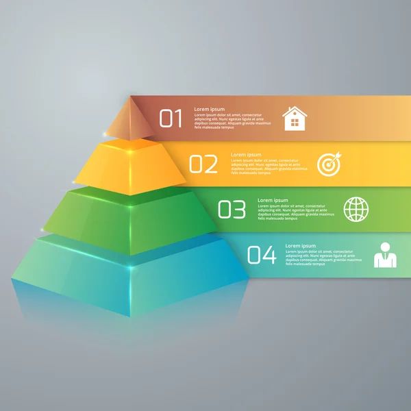 Vektor Illustration Infografik vier Optionen Pyramide — Stockvektor