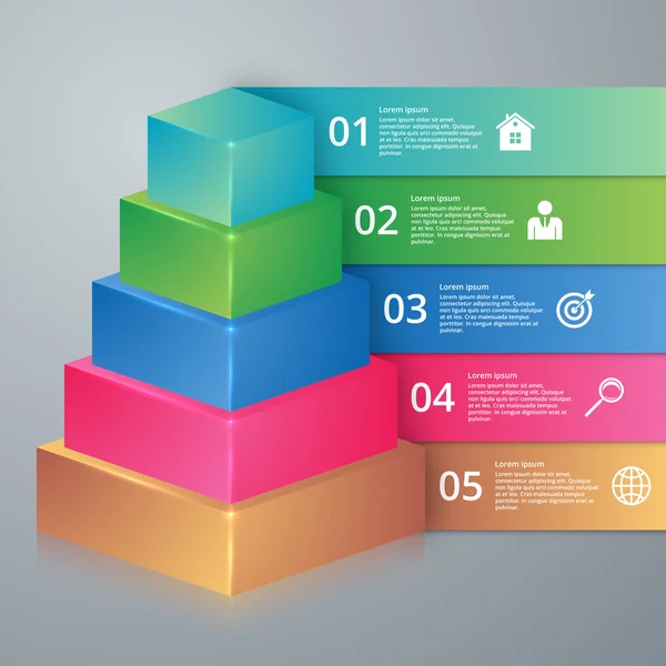 Vektor Illustration Infografik Pyramide von fünf Optionen — Stockvektor
