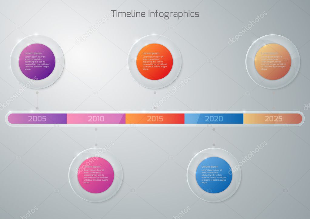 Vector illustration of a timeline infographics glass