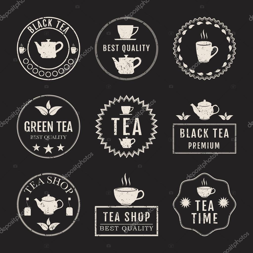 Vector illustration set of logos on the theme of tea.