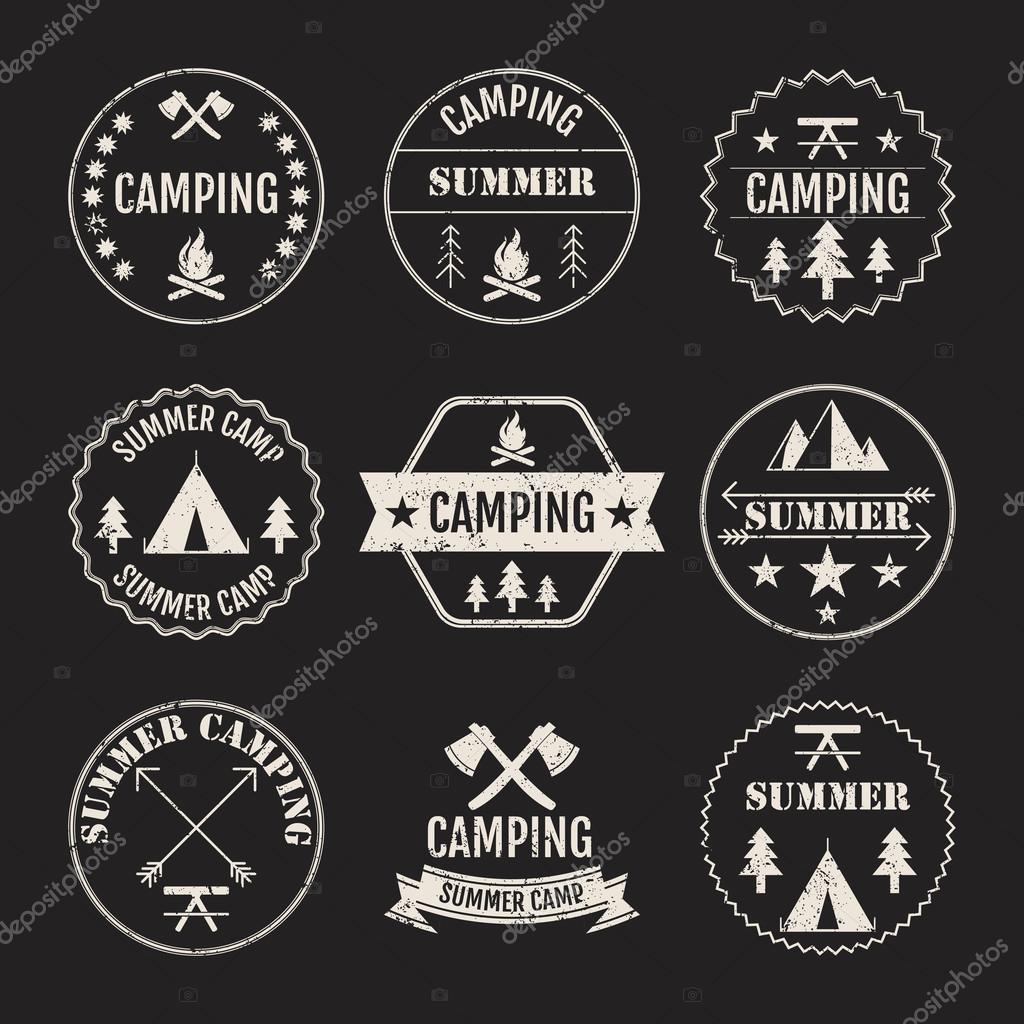 Vector illustration set of logos on the theme of camping.