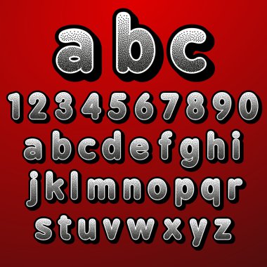 Vektör yazı tipi Noktacılık stok. Harf ve rakam