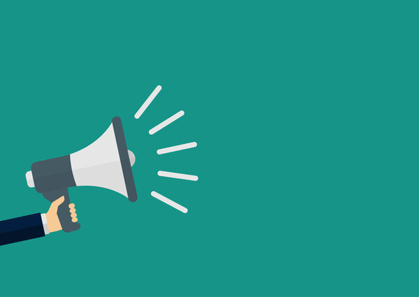 Векторная иллюстрация мегафона в руке