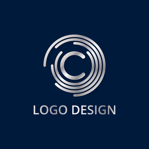 Lager logotyp bokstaven c i silver. Vektor illustration — Stock vektor