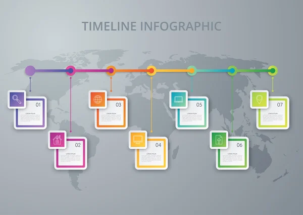 Vektor illustration infographic tidslinje av sju alternativ — Stock vektor