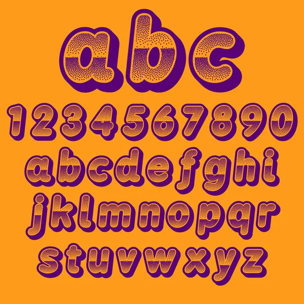 Voorraad Vector lettertype pointillisme. Letters en cijfers — Stockvector