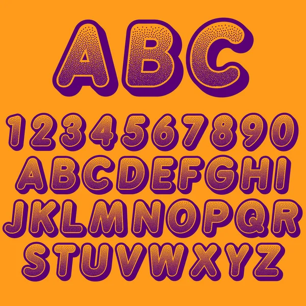 Απόθεμα διάνυσμα Πουαντιλισμού γραμματοσειρά. Γράμματα και αριθμούς — Διανυσματικό Αρχείο