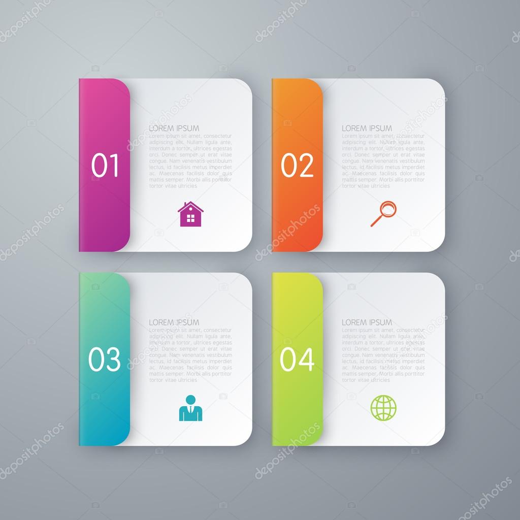 Vector illustration of four square infographics