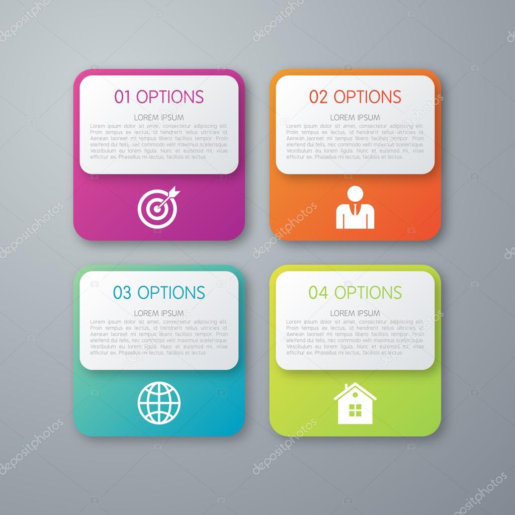 Vector illustration infographics squares with rounded corners