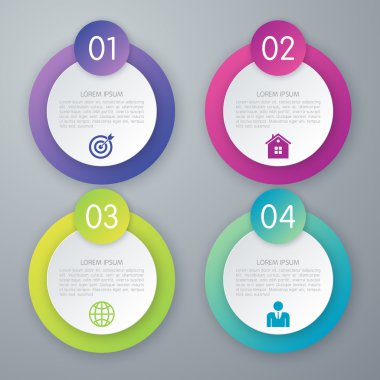 Dört seçenek infographics daire vektör çizim.