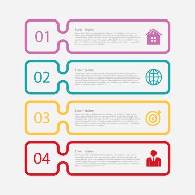 Bir doğrusal infographics 4 seçenekleri vektör çizim.