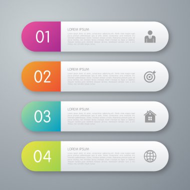 Vektör çizim infographics dört kağıt şeritler