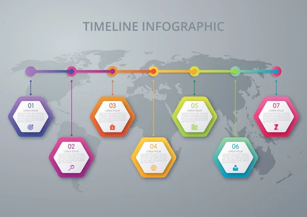 Infographic tasarım şablonu. 7 seçenekleri ile iş kavramı