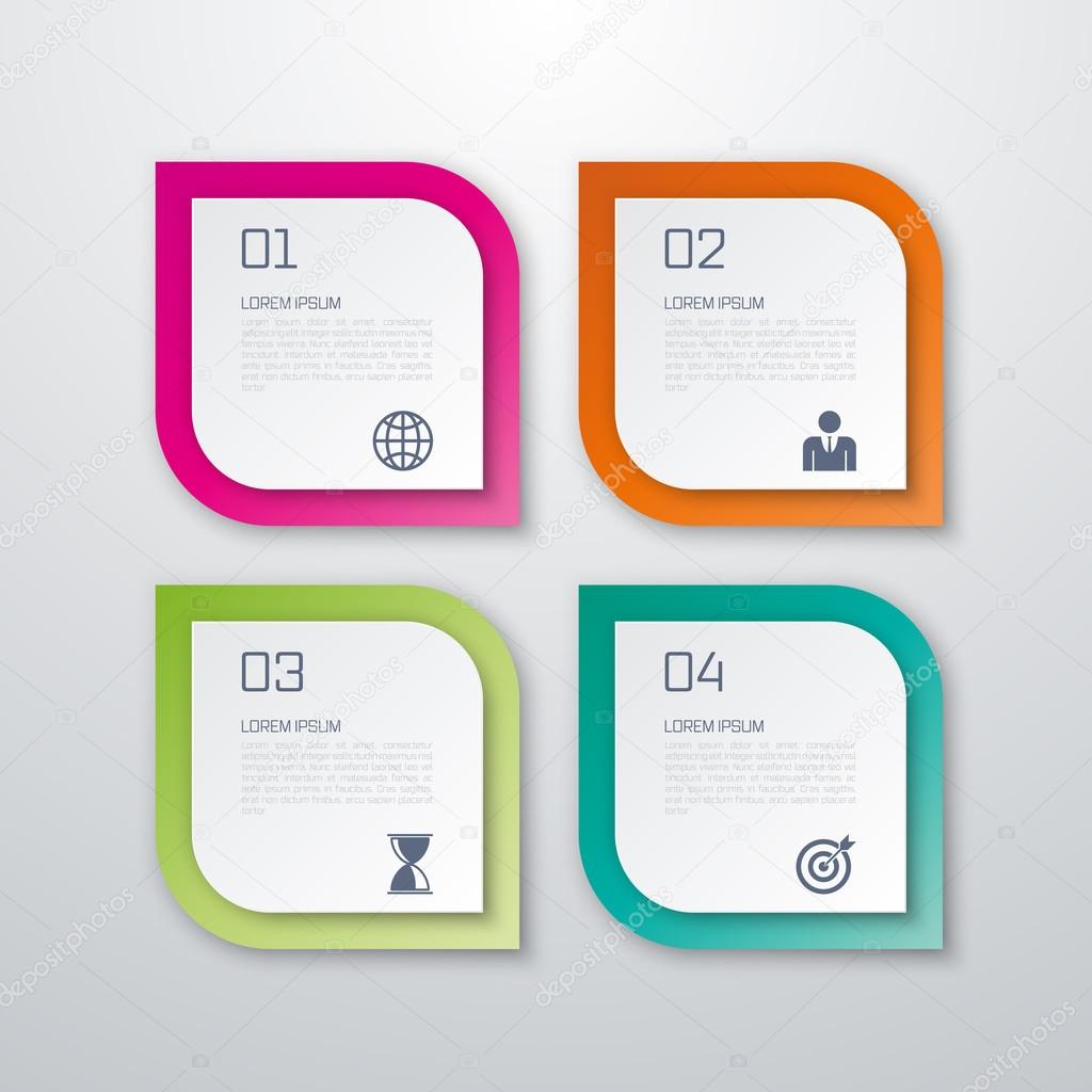 Vector illustration of paper squares infographics