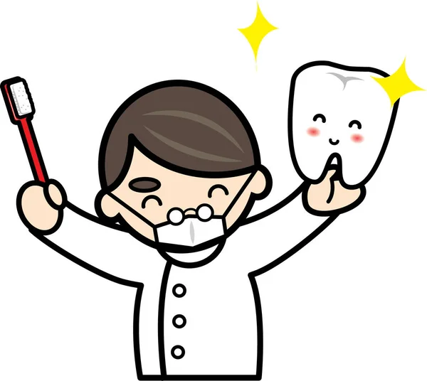 Smiling Dentist Has Toothbrush Happy Teeth — Stock Photo, Image