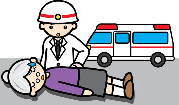 Ambulancier Sauve Une Vieille Femme — Photo