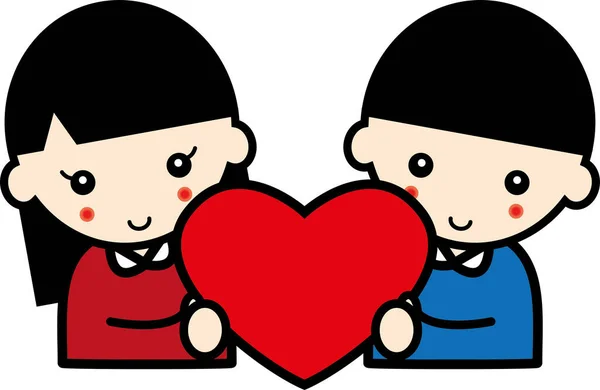 Littele Cute Couple Big Heart — Foto de Stock