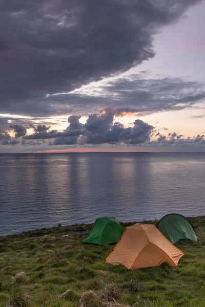 Three Tents Cliffs Dawn Greystones Ireland — Stock Photo, Image