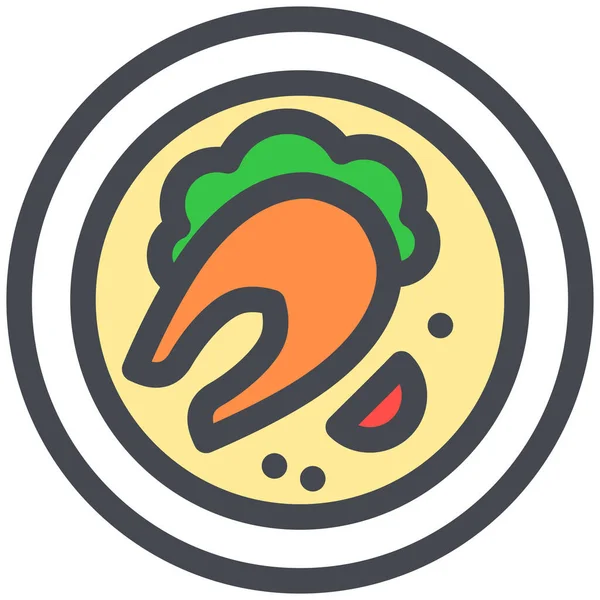 Dish Fish Colored Food Healthy Seafood Icon Food Beverages Colored — 스톡 벡터