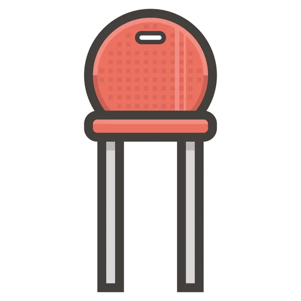 Cadeira Vermelho Cozinha Ícone Móveis Ilustração Vetorial — Vetor de Stock