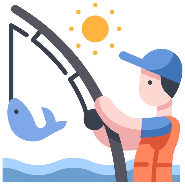 Fiske Fiskare Sport Fisk Råd Natur Fånga Ikon Från Äventyrsverksamhet — Stock vektor