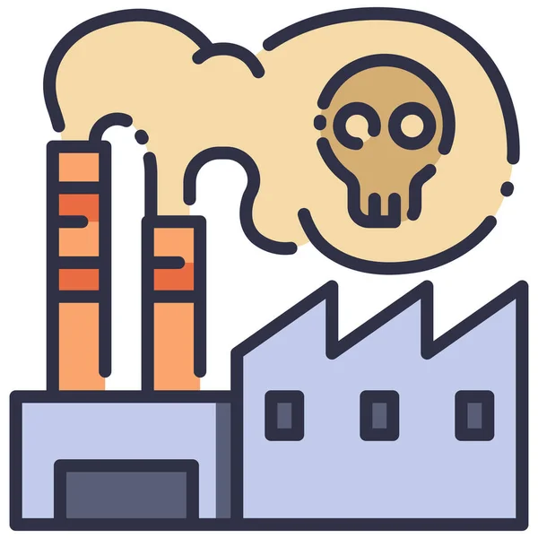 Électricité Industrie Industrie Usine Environnement Fumée Pollution Icône Industrie Contour — Image vectorielle