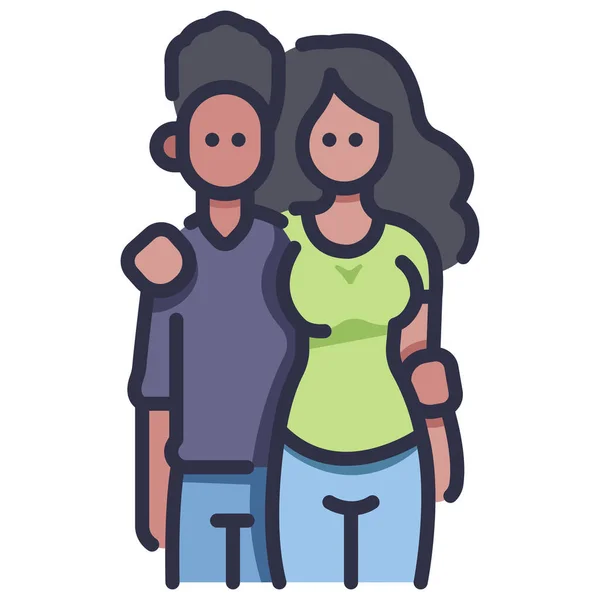 Жінки Разом Подружжя Щасливі Чоловіки Стосунки Любов Ікони Сімейного Життя — стоковий вектор