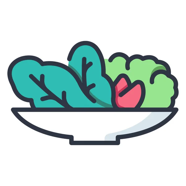 Υγιής Σαλάτα Πιάτα Βιολογικά Vegan Τρόφιμα Vegetarian Icon Vegan Filled — Διανυσματικό Αρχείο