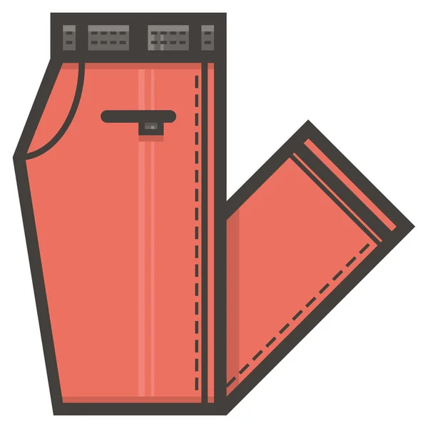 Plegado Rojo Pantalones Icono Ropa — Vector de stock