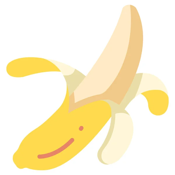 Frutta Banana Cibo Vegetariano Vegano Biologico Icona Sana Vegan Flat — Vettoriale Stock
