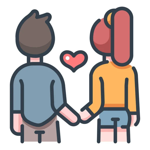 Romantic Together Love Relationship Man Hand Woman Icon Love Story — Stock Vector