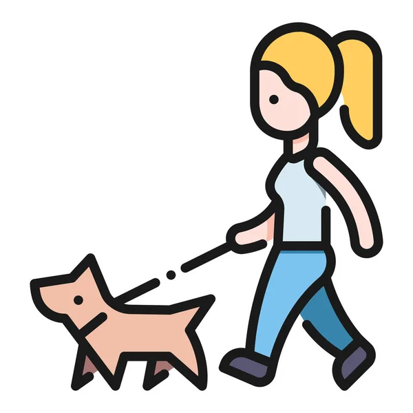 都市の女性 犬のアイコンがいっぱい概要 — ストックベクタ