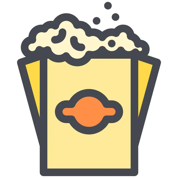 Popcorn Coloré Nourriture Sac Snack Icône Des Aliments Boissons Coloré — Image vectorielle