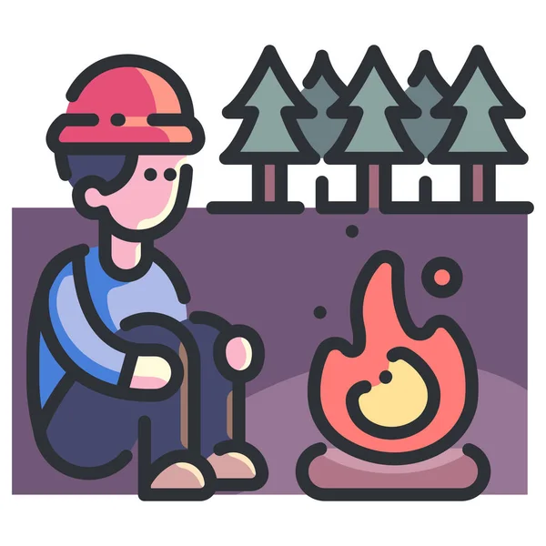 Camp Nature Summer Forest Outdoor Campfire Adventure Icon Adventure Action — стоковий вектор