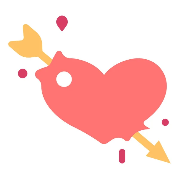 Romantic Romance Valentine Love Heart Arrow Icon Love Story Flat — Stock Vector