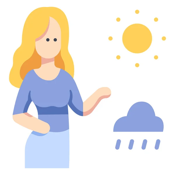 Television News Weather Broadcast Reporter Forecast Icon Weather Disaster Flat — Stockový vektor