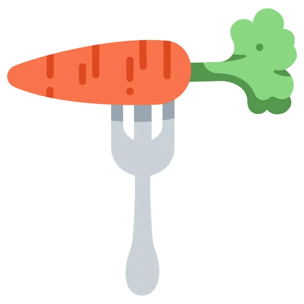 Carrot Fork Food Lifestyle Vegetarian Meal Healthy Icon Vegan Flat — Stock Vector