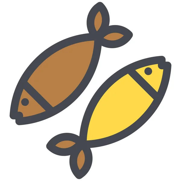 Fish Colored Food Healthy Seafood Icon Food Beverages Colored — 스톡 벡터