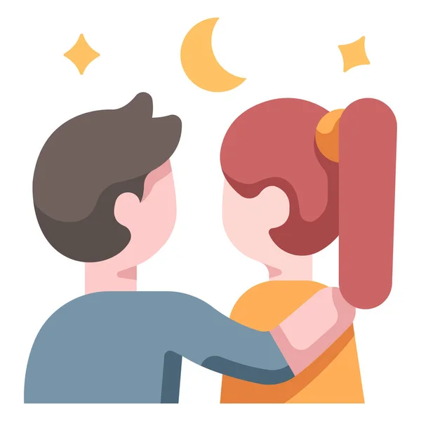 Lover Couple Romantic Night Stargazing Love Sky Icon Love Story — Stockový vektor
