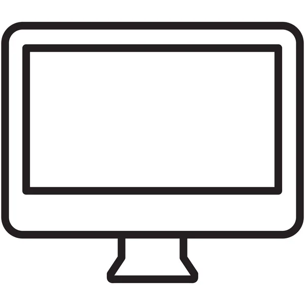 Monitor Visualización Icono Multimedia Estilo Esquema — Vector de stock