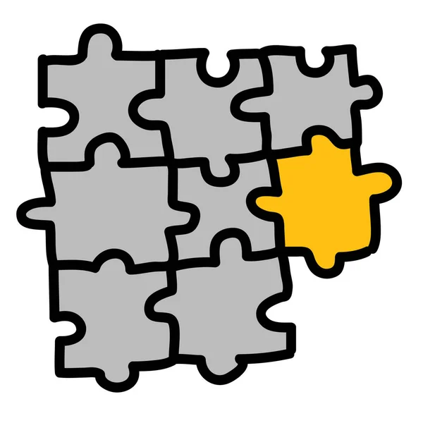 Šipky Kousky Puzzle Ikona Ručně Kresleném Stylu — Stockový vektor