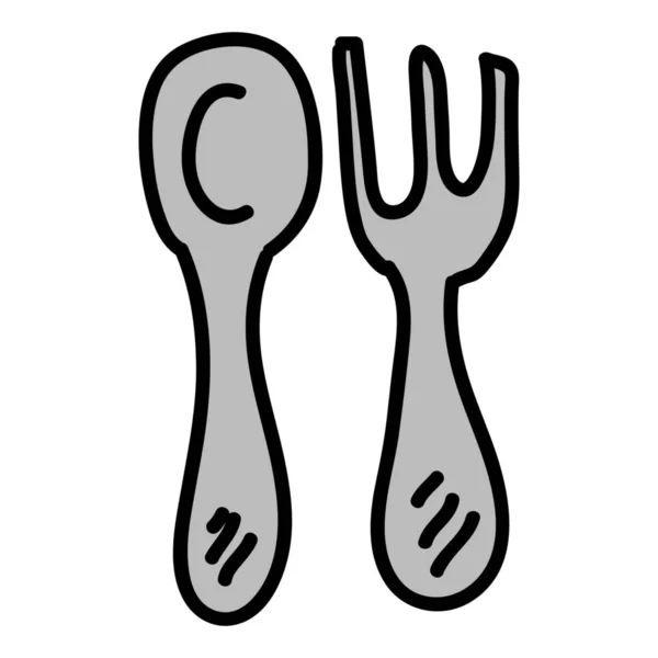 Cutlery Fork Kitchen Icon Handdrawn Style — Stock Vector